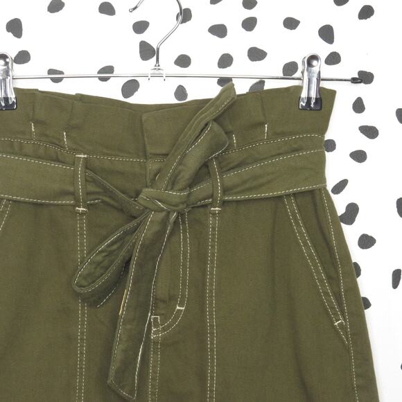 Free People Green Splendor in the Grass Paperbag Waist Utility Mini Skirt - Picture 4 of 9